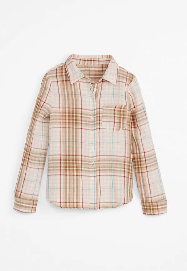 Girls Long Sleeve Plaid Shirt | Maurices