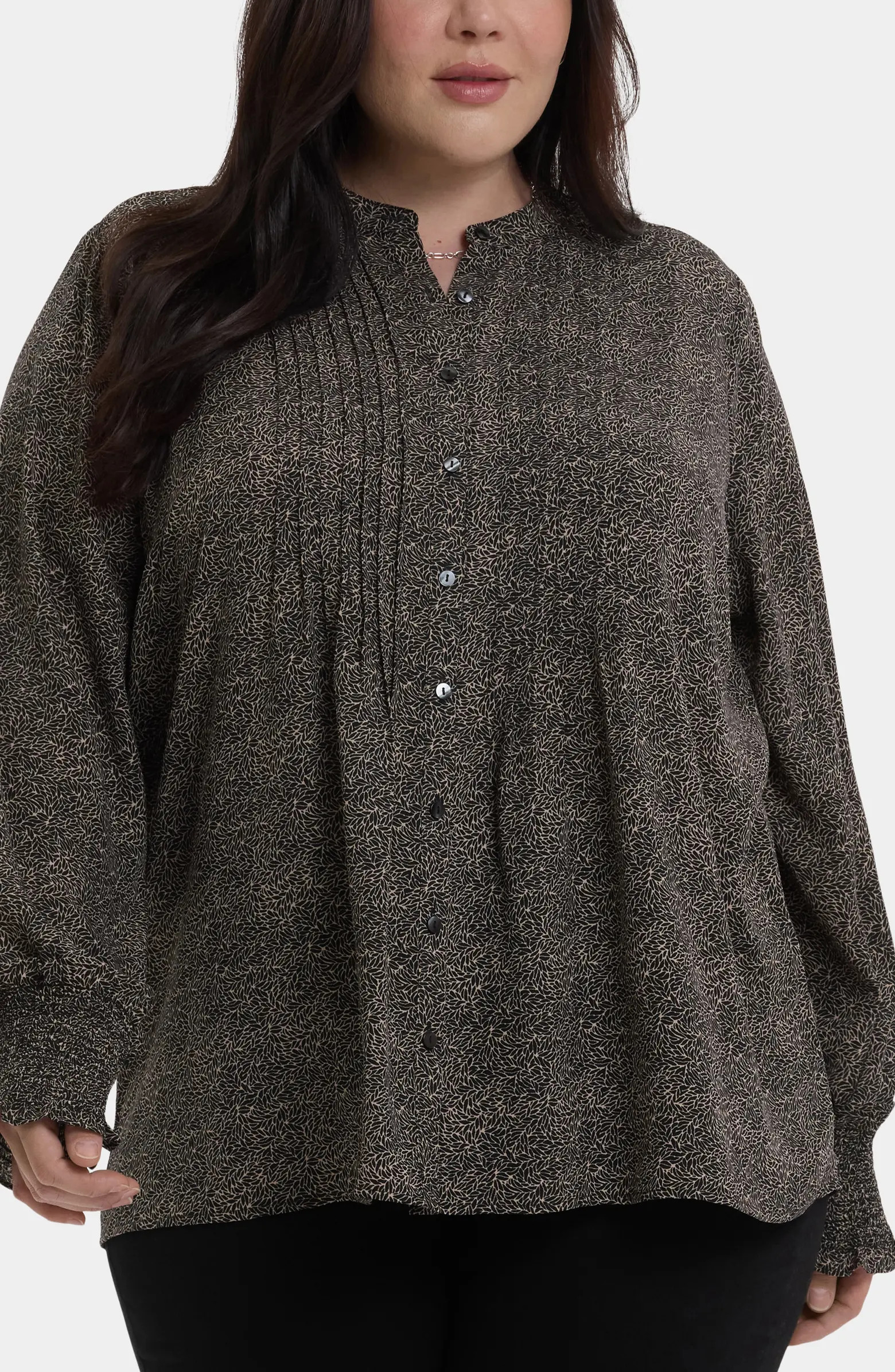 NYDJ Pleat Smocked Peasant Blouse | Nordstrom | Nordstrom