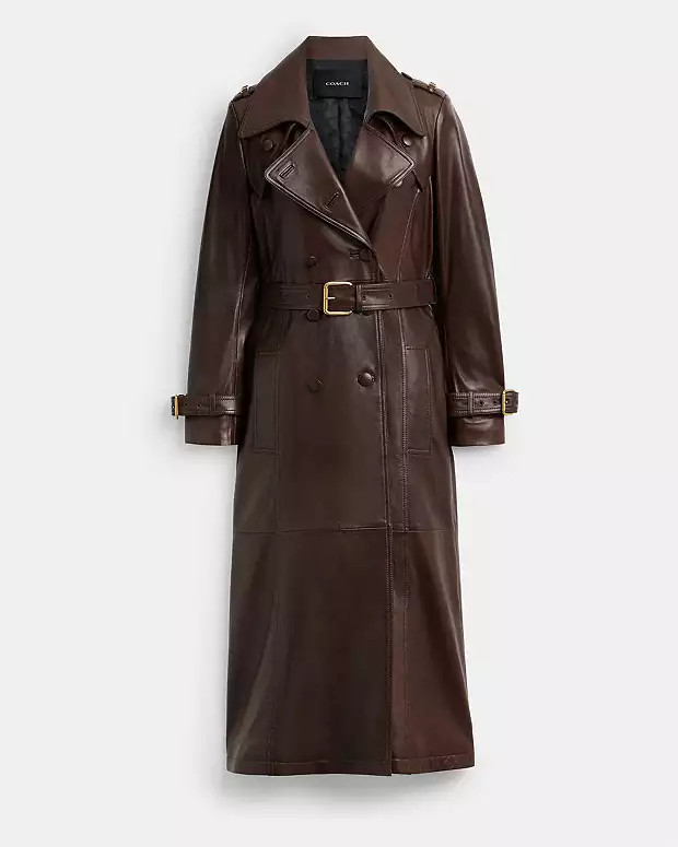 Heritage C Double Breasted Leather Trench | Coach (CA)