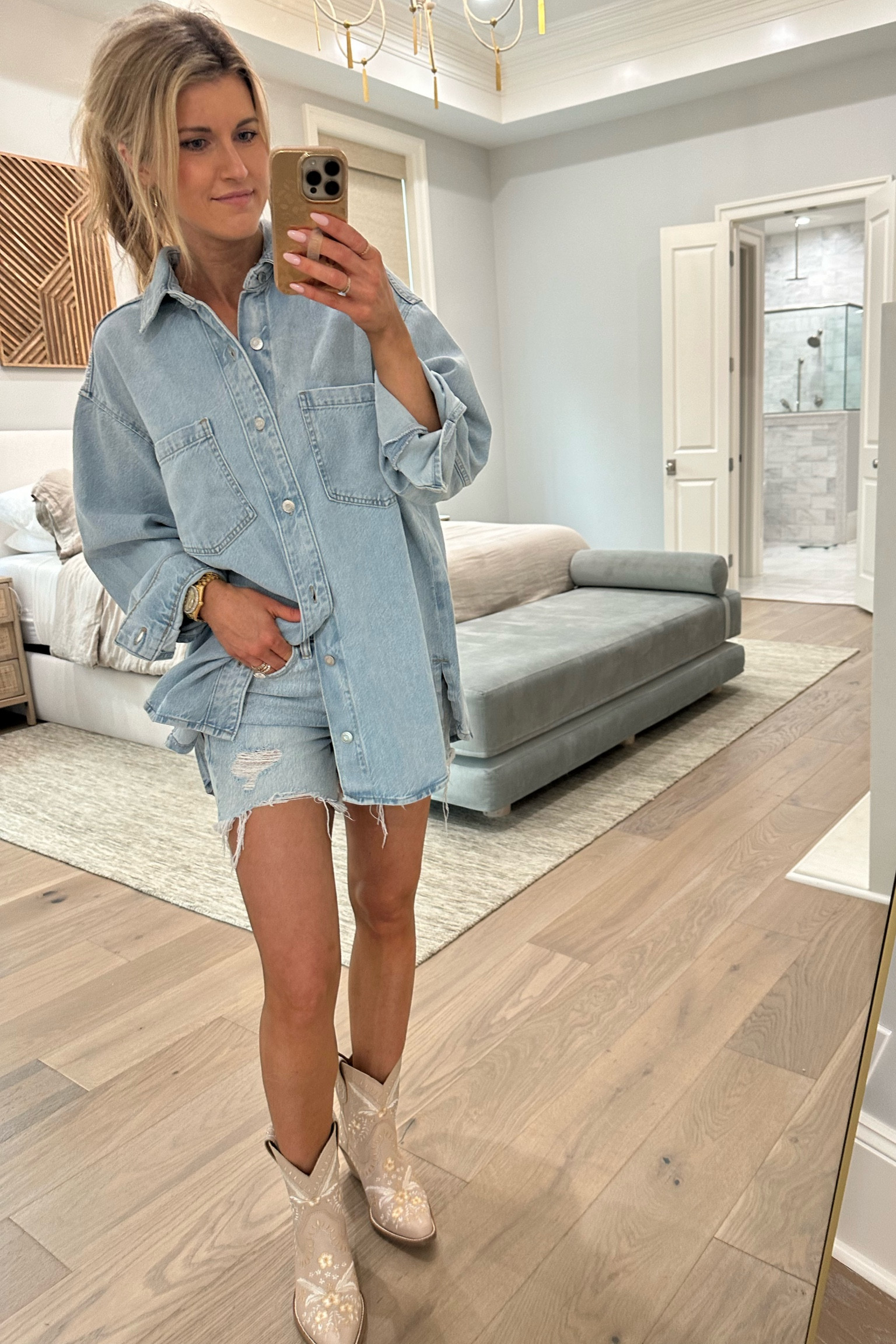 Denim shorts, denim shirt, cowboy boots

#LTKSaleAlert #LTKFindsUnder100 #LTKFestival