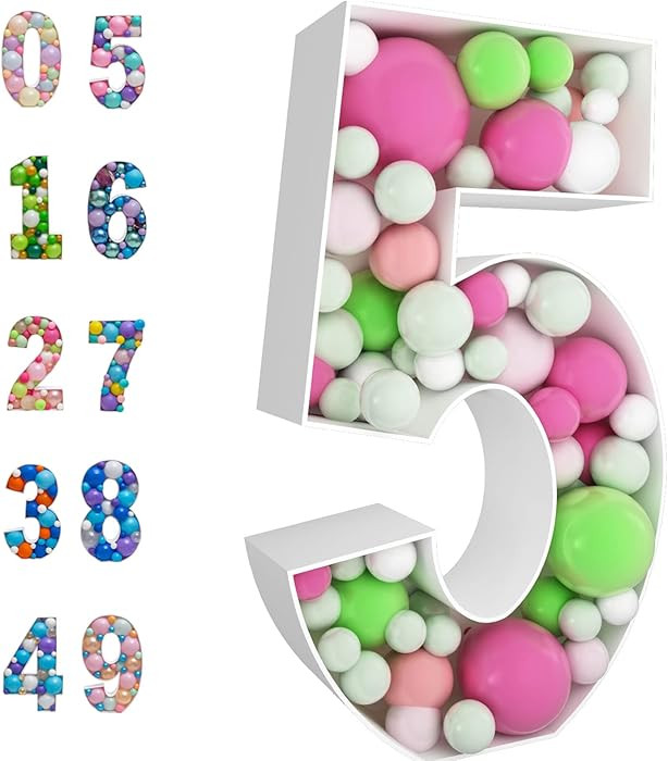 3FT Mosaic Balloon Frame Number 5 Light Up Numbers Pre-Cut Kit Thick Foam Board for Birthday Deco... | Amazon (US)