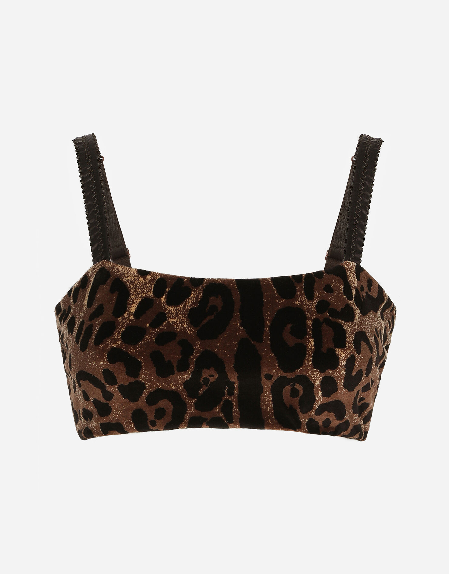 Chenille crop top with jacquard leopard design | Dolce & Gabbana US