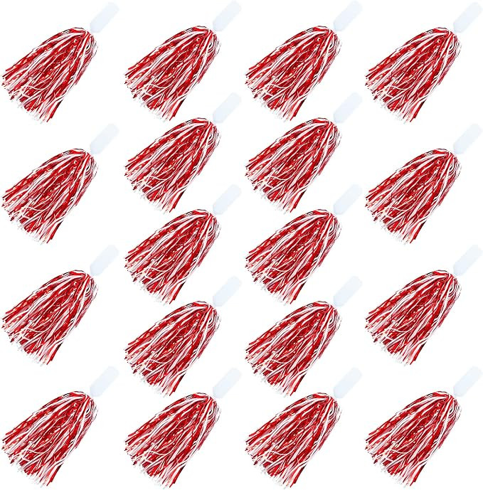 18PCS Cheerleading Pom Poms Metallic Foil Plastic Pom Poms with Baton Handle for Game Sports Squa... | Amazon (US)