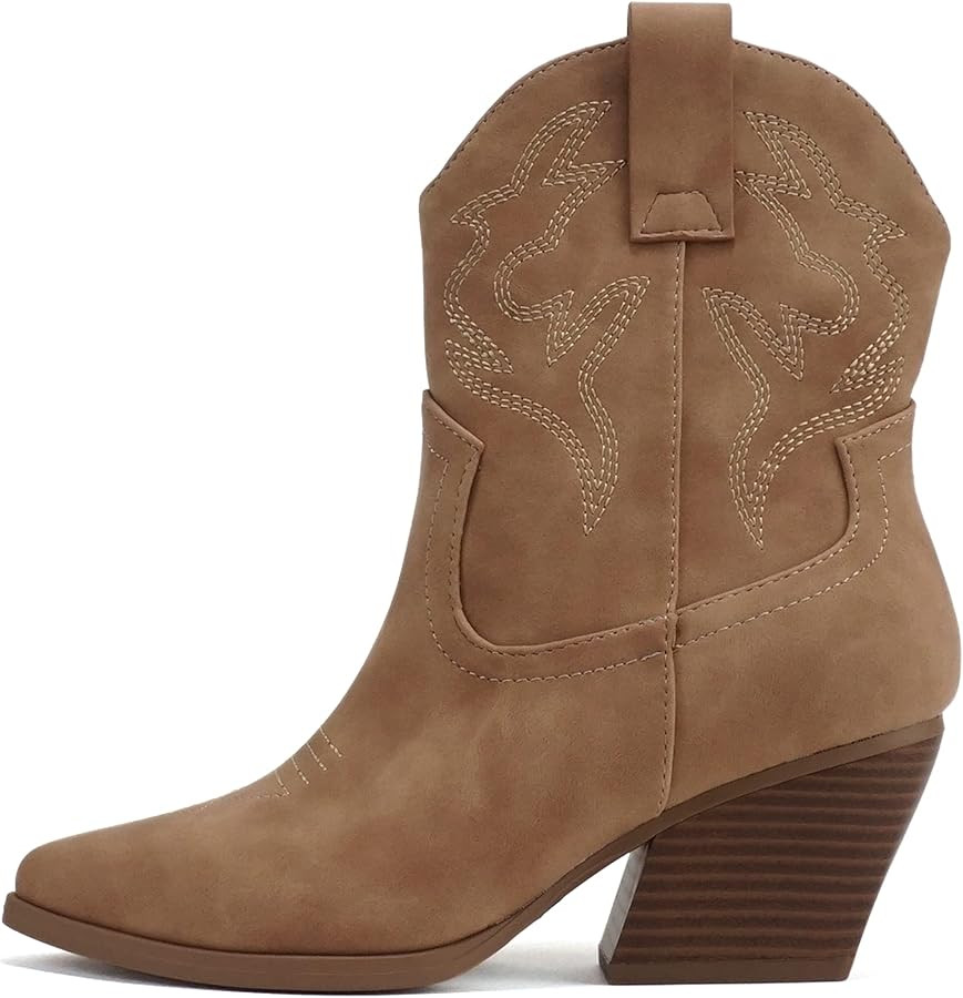Soda “BLAZING” ~ Women Western Bootie Pointe Toe with Low Heel (Wide Fit Available) | Amazon (US)