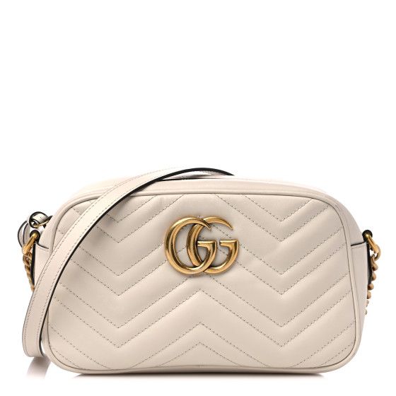 Calfskin Matelasse Small GG Marmont Chain Shoulder Bag White | FASHIONPHILE (US)