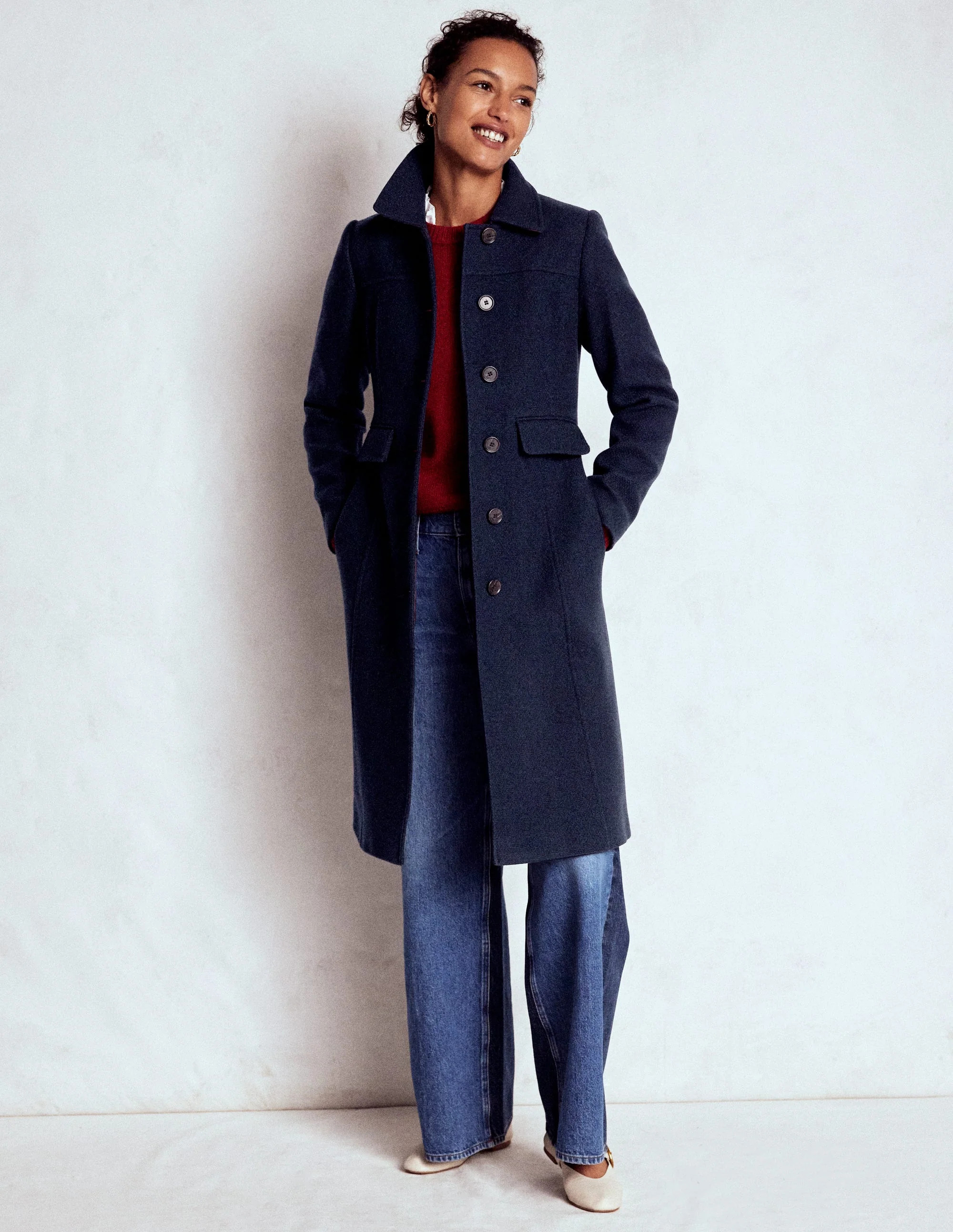St Albans Fitted Coat-Navy | Boden (US)