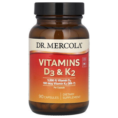 Dr. Mercola, Vitamins D3 & K2, 90 Capsules | iHerb