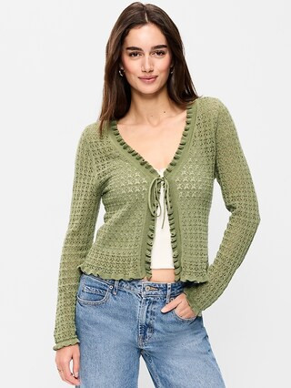 Tie-Front Open Cardigan | Old Navy (US)