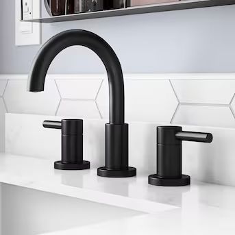 allen + roth Harlow Matte Black 2-handle Widespread WaterSense High-arc Bathroom Sink Faucet with... | Lowe's