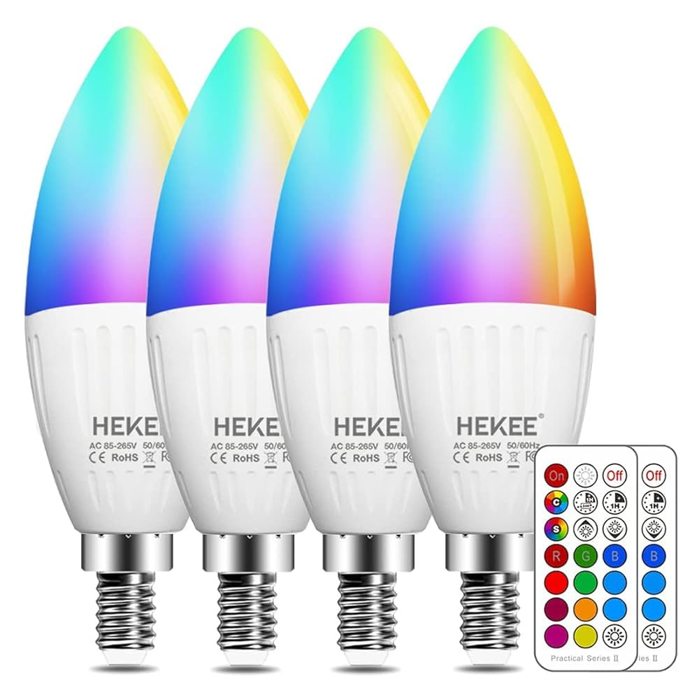 E12 LED Candelabra Light Bulbs, Color Changing Candle, B11 40W Incandescent Equivalent, 450 Lumen... | Amazon (US)