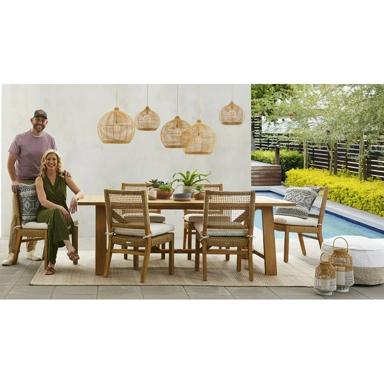 Better Homes & Gardens Ashbrook 2-Pack Teak & Wicker Dining Chairs by Dave & Jenny Marrs | Walmart (US)