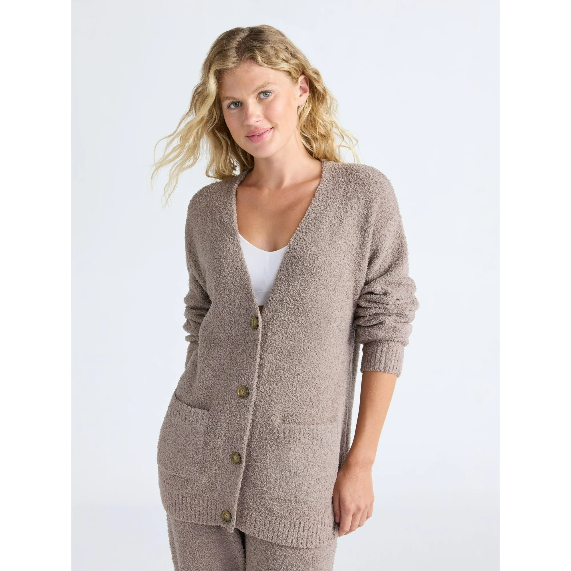 Joyspun Women's Fuzzy Front Pocket Cardigan, Sizes XS-3X | Walmart (US)