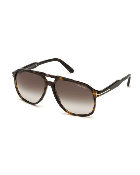 TOM FORD Men's Raoul Gradient Tortoiseshell Aviator Sunglasses | Neiman Marcus