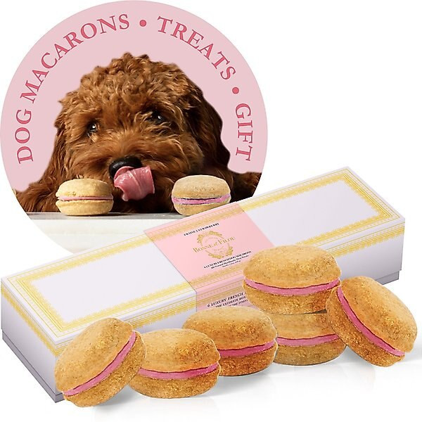 Bonne et Filou Handmade Strawberry Human-Grade Macaron Dog Treats, 6 count | Chewy.com
