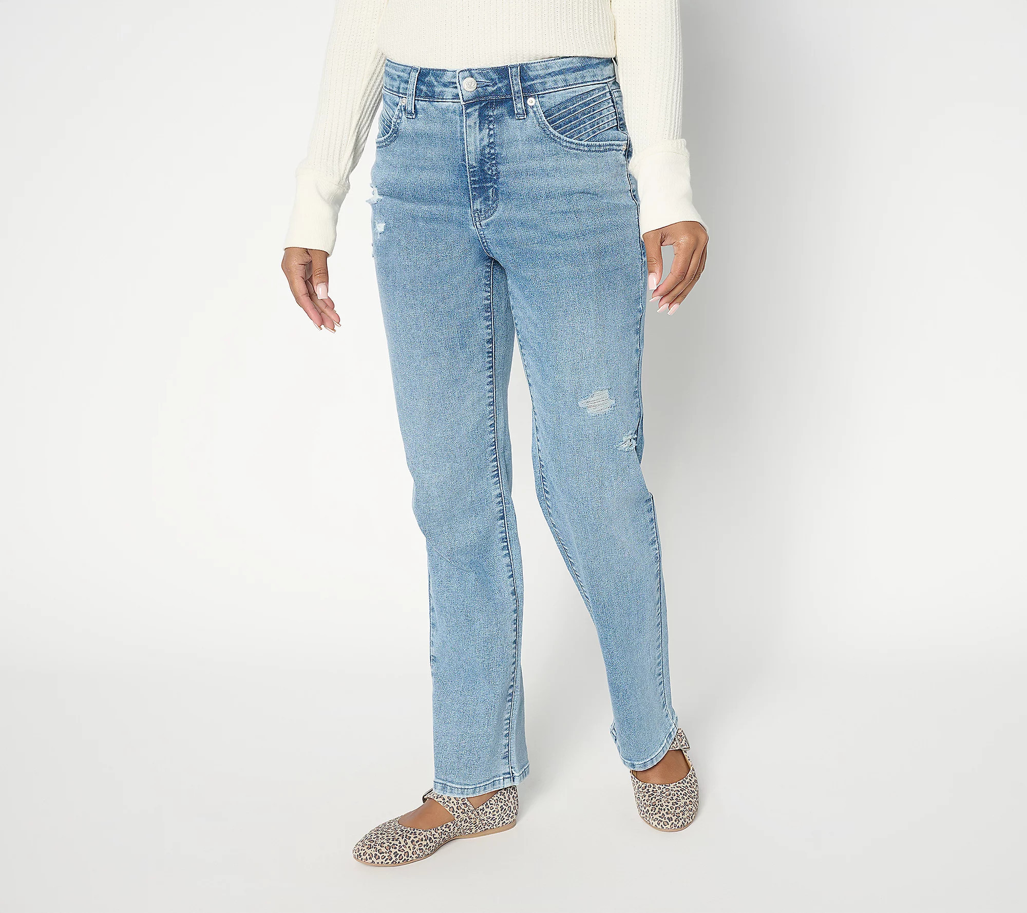 As Is Me by Jennie Garth Pet Distressed Jeans- Indigo | QVC