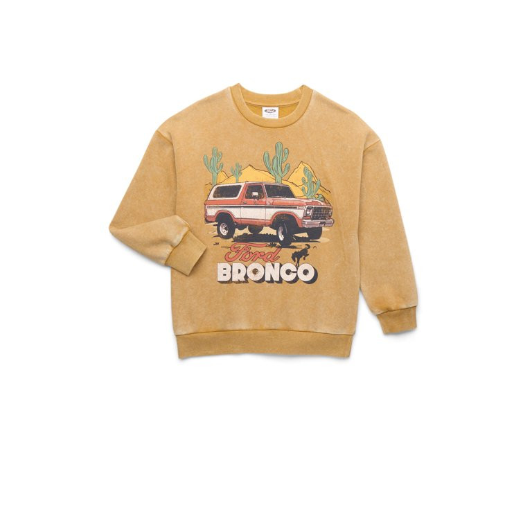 Ford Bronco Little Boys and Big Boys Mineral Washed Graphic Sweatshirt, Sizes 4-18 - Walmart.com | Walmart (US)