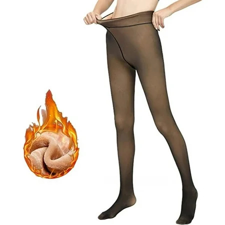 shuwee Fleece Lined Tights Women Leggings Thermal Pantyhose Fake Translucent Tights Opaque High Wais | Walmart (US)
