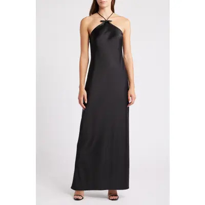 Araceli Halter Strap Satin Slipdress | Nordstrom