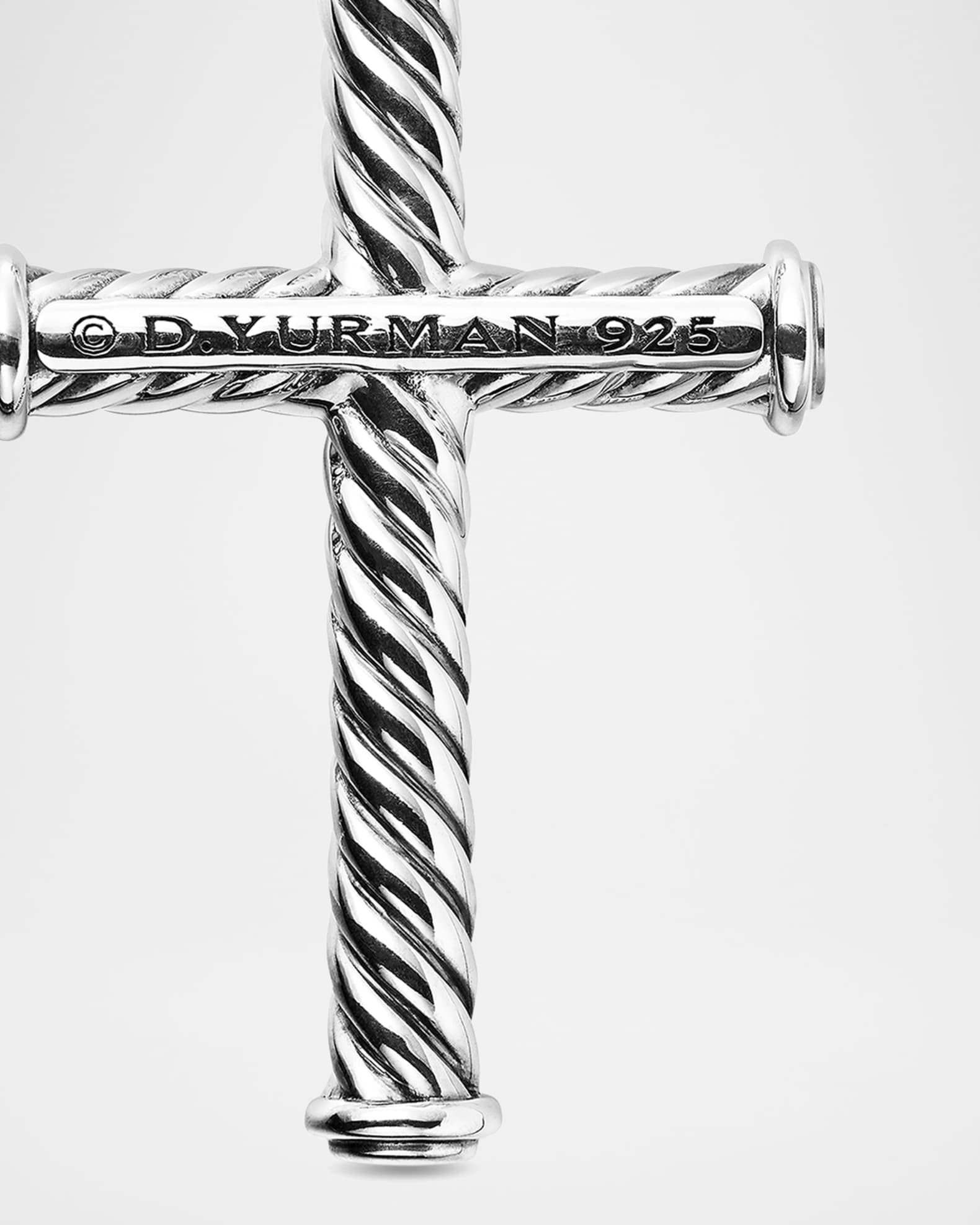 Men's Cable Cross Pendant in Silver, 35mm | Neiman Marcus