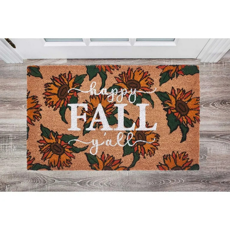 VCNY Home Happy Fall Y'all Multicolor Sunflower Coir Outdoor Doormat, 18" x 30" | Walmart (US)