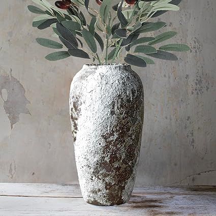 Rustic Ceramic Flower Vase Farmhouse Clay Tall Pottery Terracotta Floor Vases for Decorative Cent... | Amazon (US)