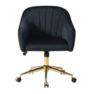 Westin Furniture Velvet Upholstered Desk Chair, Black | Belk