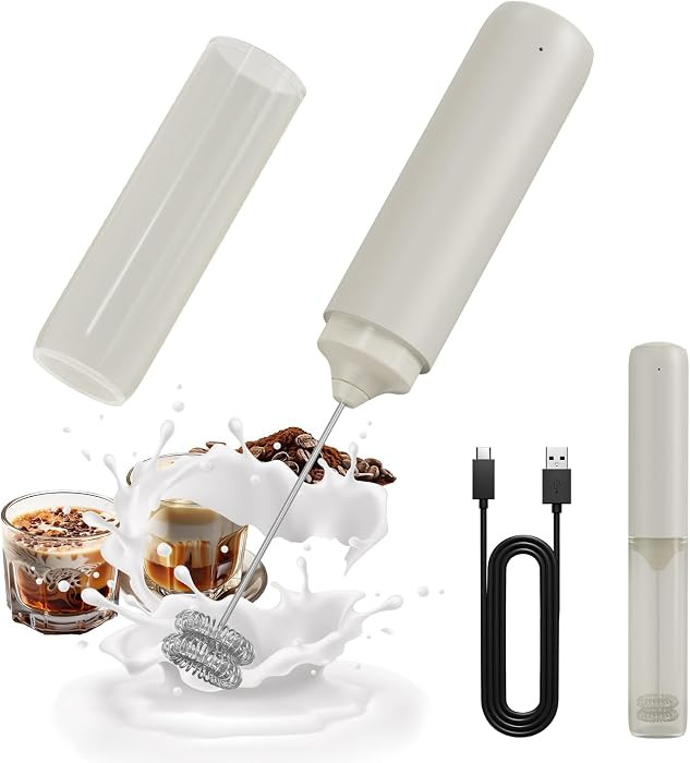 CIRCLE JOY Portable Rechargeable Milk Frother Handheld, Dual Spring Whisk Electric Coffee Frother... | Amazon (US)