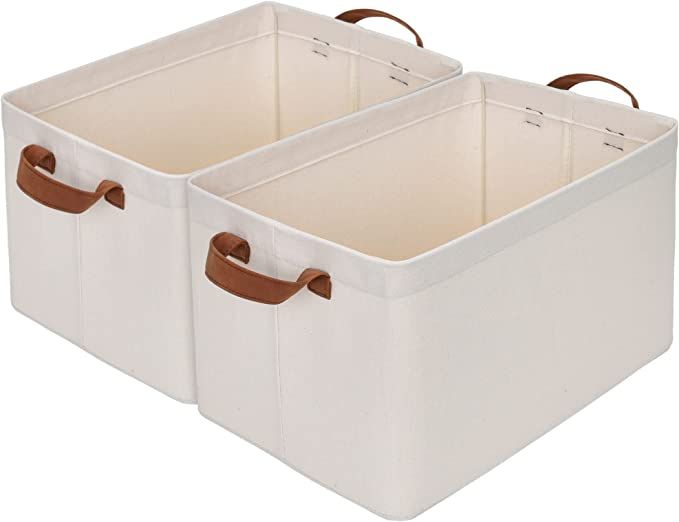 StorageWorks Metal Storage Baskets For Shelves With Frame, Rectangle Storage Bins, Natural Color,... | Amazon (US)
