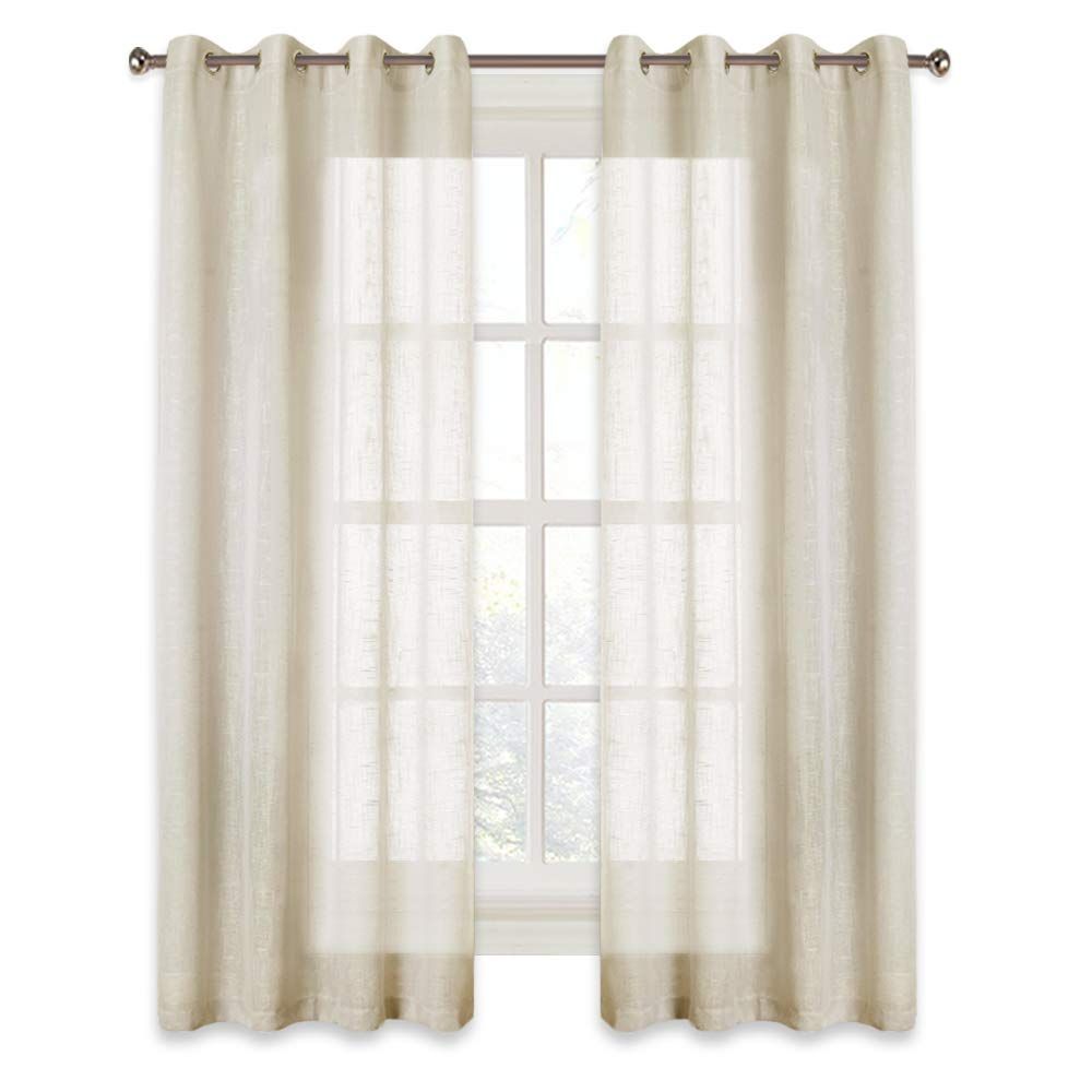 RYB HOME Linen Sheer Curtains for Bedroom, Privacy Semitransparent Voile Drapes Summer Refreshing... | Amazon (US)