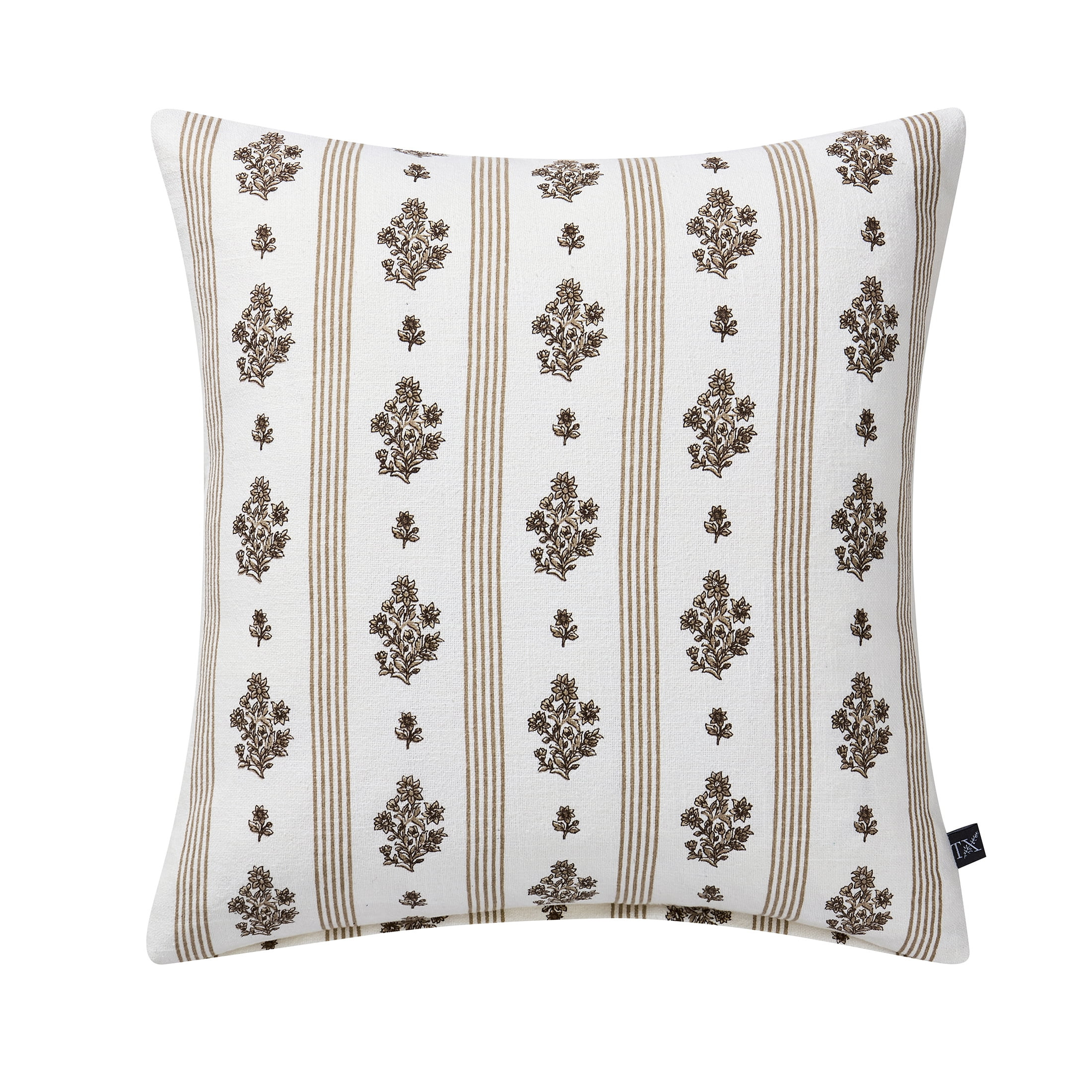 My Texas House 18" x 18" Brown Floral Stripe Decorative Pillow Cover | Walmart (US)