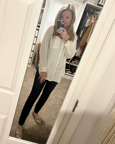 My work outfit of the day today! Loving my new linen top from aerie! Think I might be a linen girly this spring and summer! It can be used as a pool coverup, but I like it as a regular shirt too! 

#LTKStyleTip #LTKWorkwear #LTKFindsUnder50