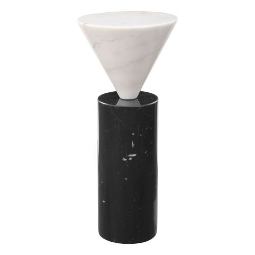 Top Hat Black and White Top Hat Marble Drink Table | Bellacor