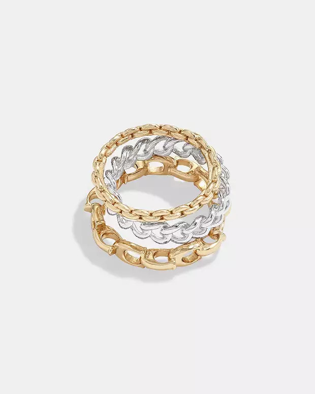 Signature Mixed Chain Ring Set | Coach (US)