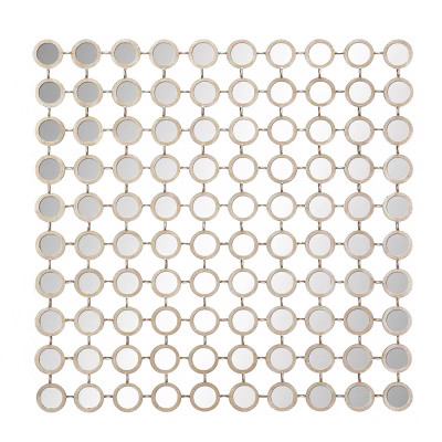 Metal Wall Mirror with Grid Pattern Gold - Olivia & May: Contemporary Square, Luxury Glam Decor | Target