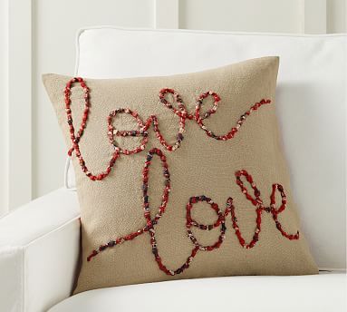 Love Script Reversible Plaid Pillow Cover | Pottery Barn (US)