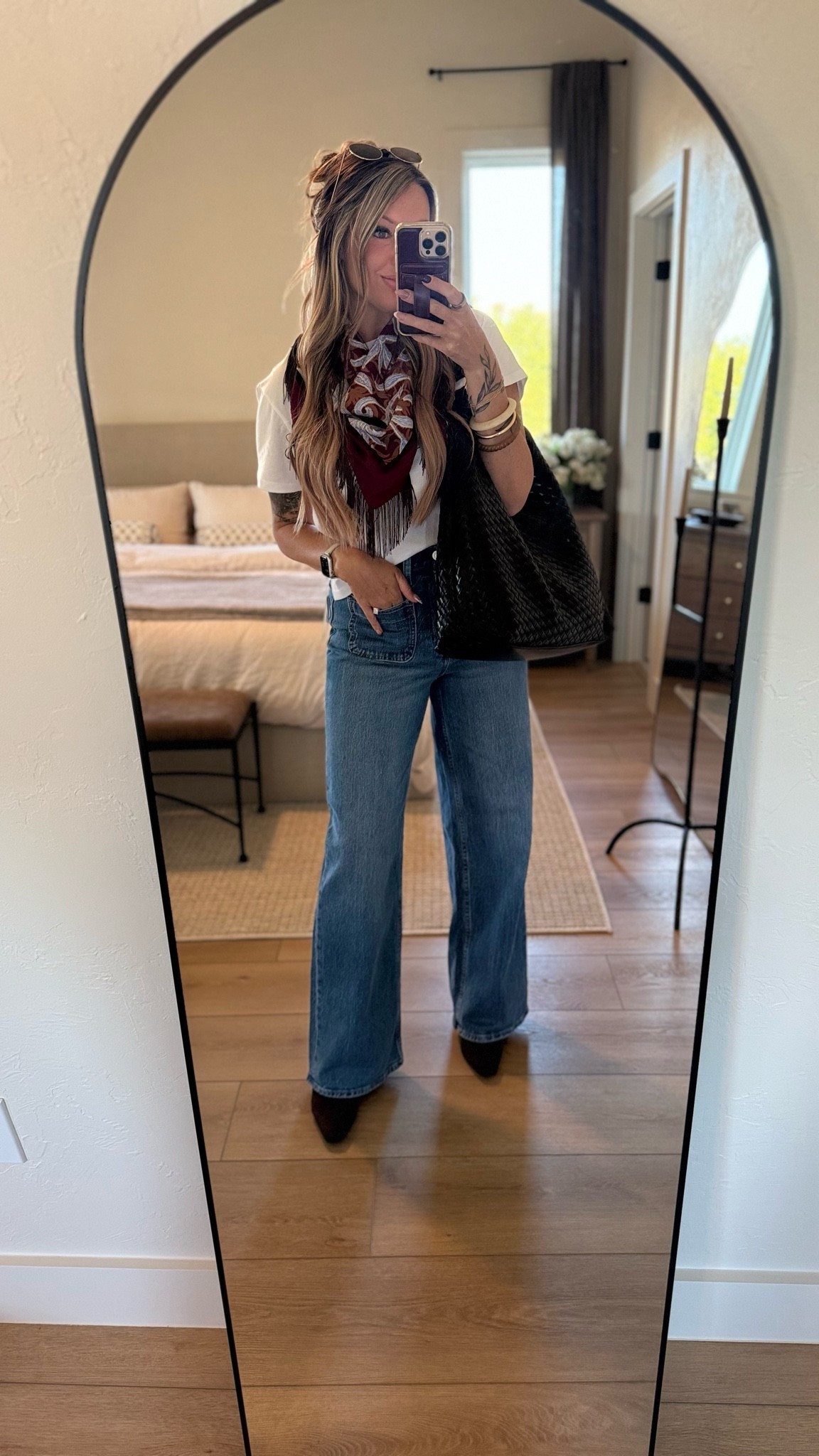 Workwear but affordable from @Walmart - business casual when denim is allowed. These boots are $40 at Walmart and look identical to some designer ones I just spent $140 on before my trip last week! Scarf with fringe is so cute around the neck but also tied on my bag or around my waist. Or even used as a Shaw over the shoulders!

#LTKMidsize #LTKootd #LTKxWalmart