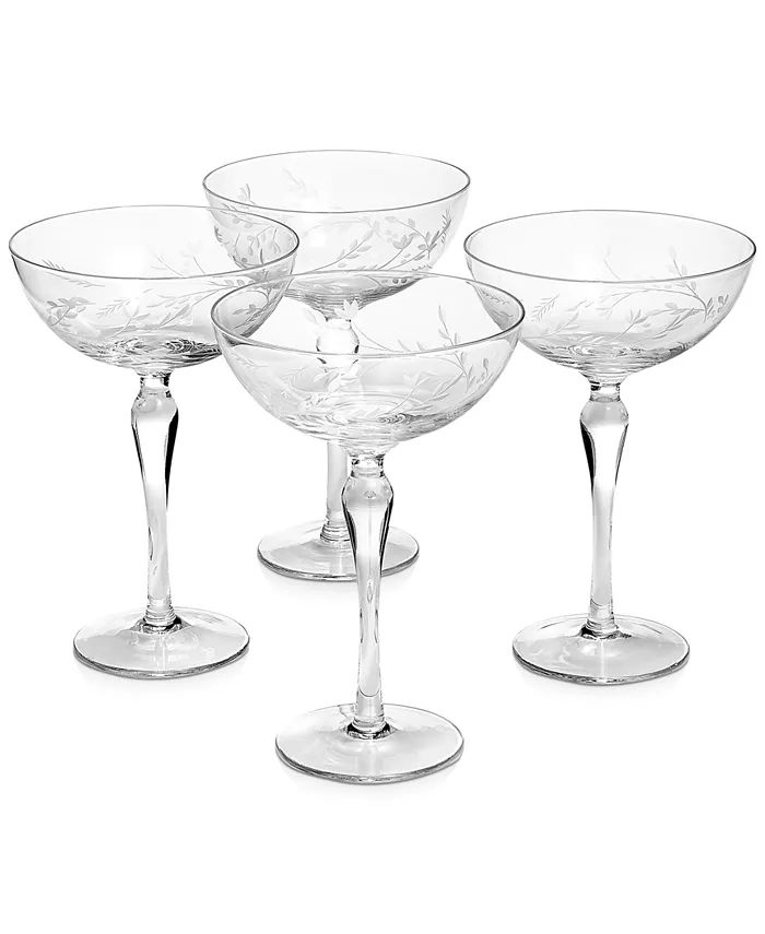 Etched Floral Coupe Glasses, Set of 4, Created for Macy's | Macy's