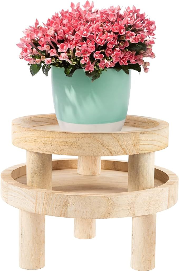 Pack of 2 Detachable Mini Wooden Stool Display Stand- Round Wood Flower Stool Support Decorative ... | Amazon (US)