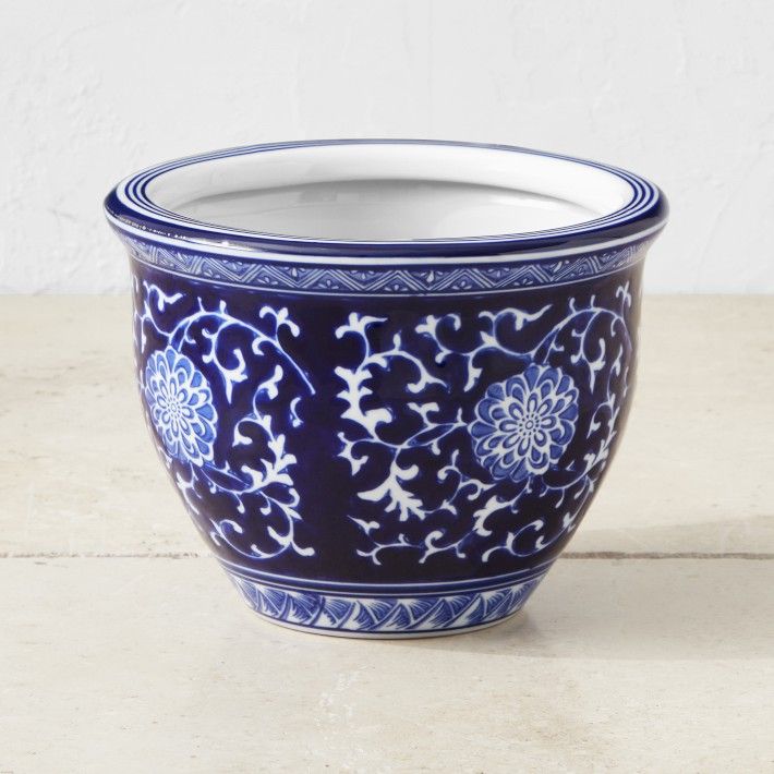 Blue & White Ceramic Planter, Extra Small | Williams-Sonoma