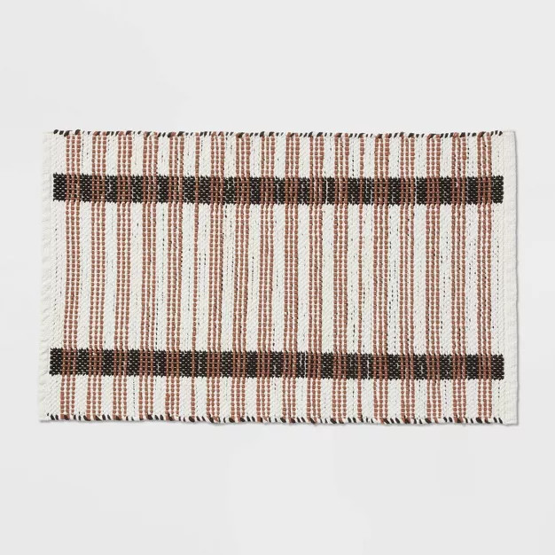 20"x32" Modern Reversible Colorblock Striped Bath Rug - Threshold™ | Target