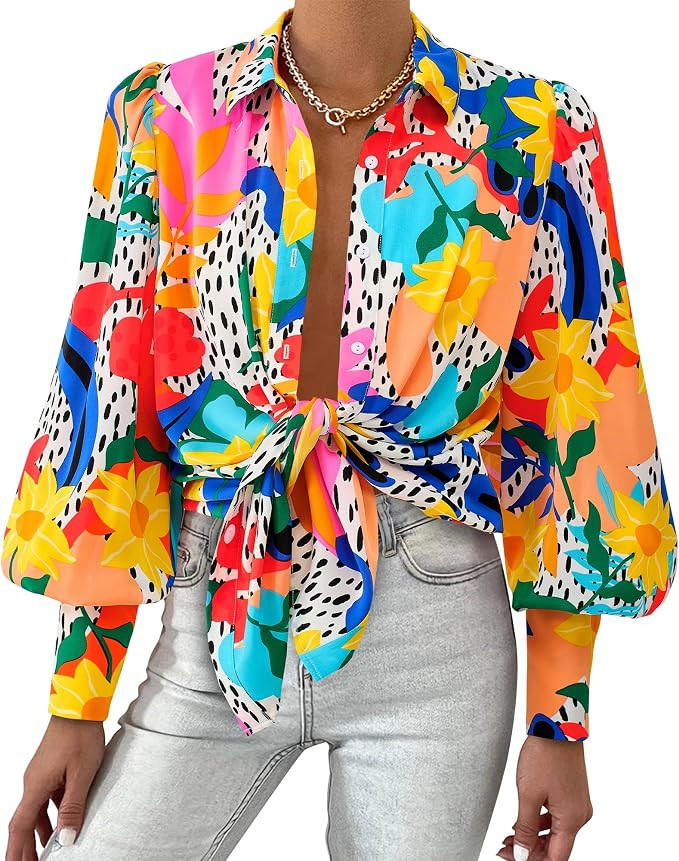 BTFBM Blouses for Women Dressy Casual Long Sleeve Shirts | Amazon (US)