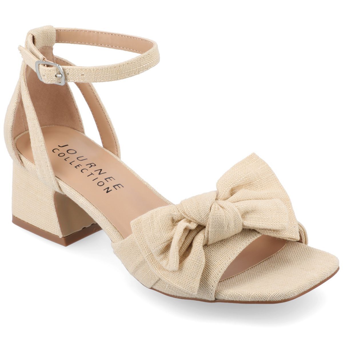 Journee Collection Womens Zevi Tru Comfort Foam Linen Block Heel Sandals | Target