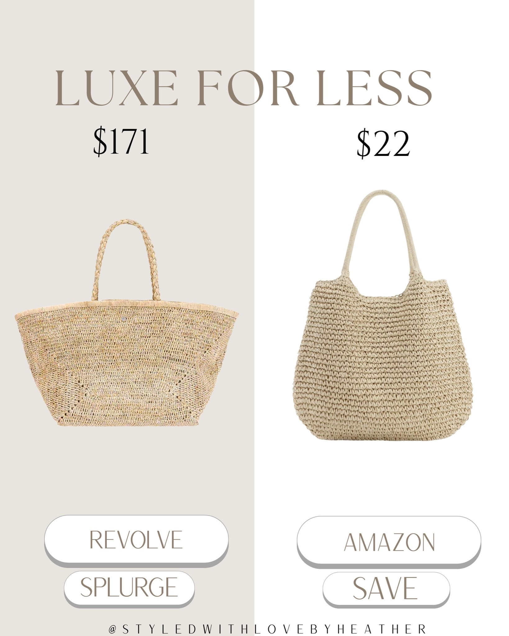 Save or splurge? 👀✨
This woven raffia tote is giving quiet luxury, coastal chic, and European summer energy… but the Amazon version is only $22 🤍

If you love designer-inspired fashion finds, luxe for less accessories, and expensive-looking Amazon bags, this one is a MUST for summer vacations, beach days, and everyday resort style ☀️

 

 #LTKSaleAlert #LTKSwim #LTKTravel