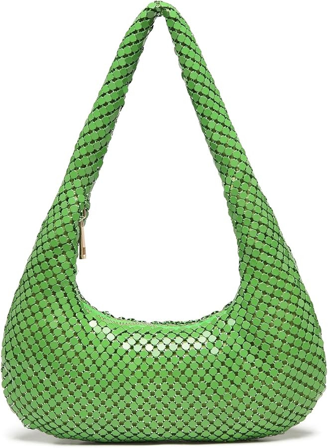 Afashor Womens Metallic Evening Bag Cute Hobo Handbag Fashion Shiny Moon-shaped Shoulder Purse | Amazon (US)