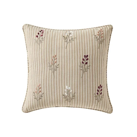 My Texas House 18 in x 18 in Taupe Autumn Embroidered Flowers Decorative Pillow | Walmart (US)