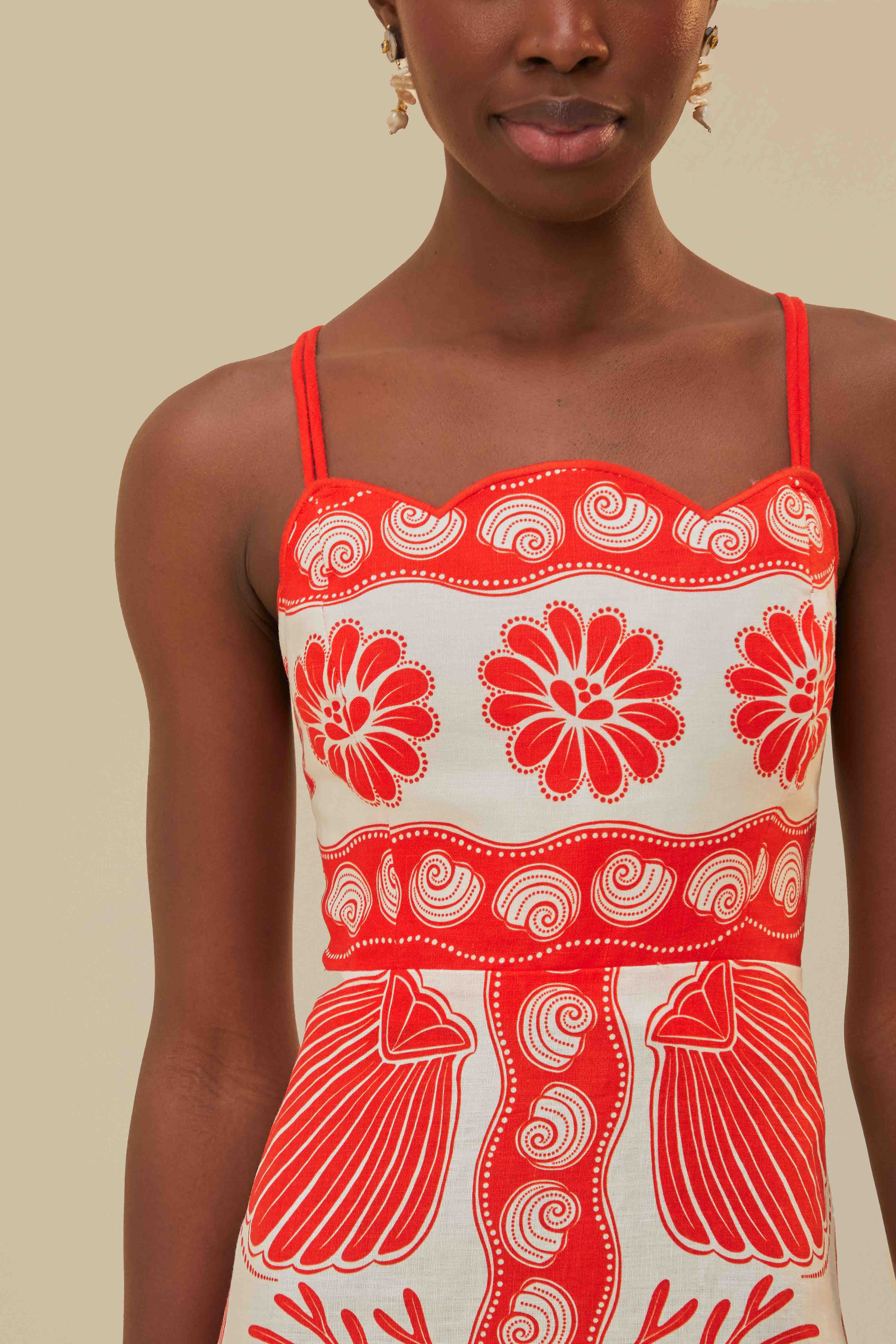 White Ainika Shell Euroflax™ Premium Linen Mini Dress | FarmRio (US)