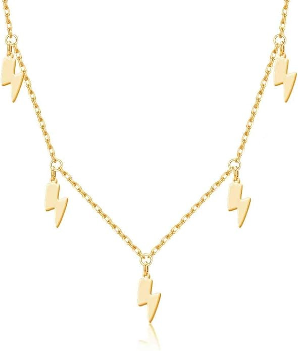 DayOfShe Lightning Bolt Necklace 925 Sterling Silver Charm Pendant Choker Necklaces for Girl Coll... | Amazon (US)