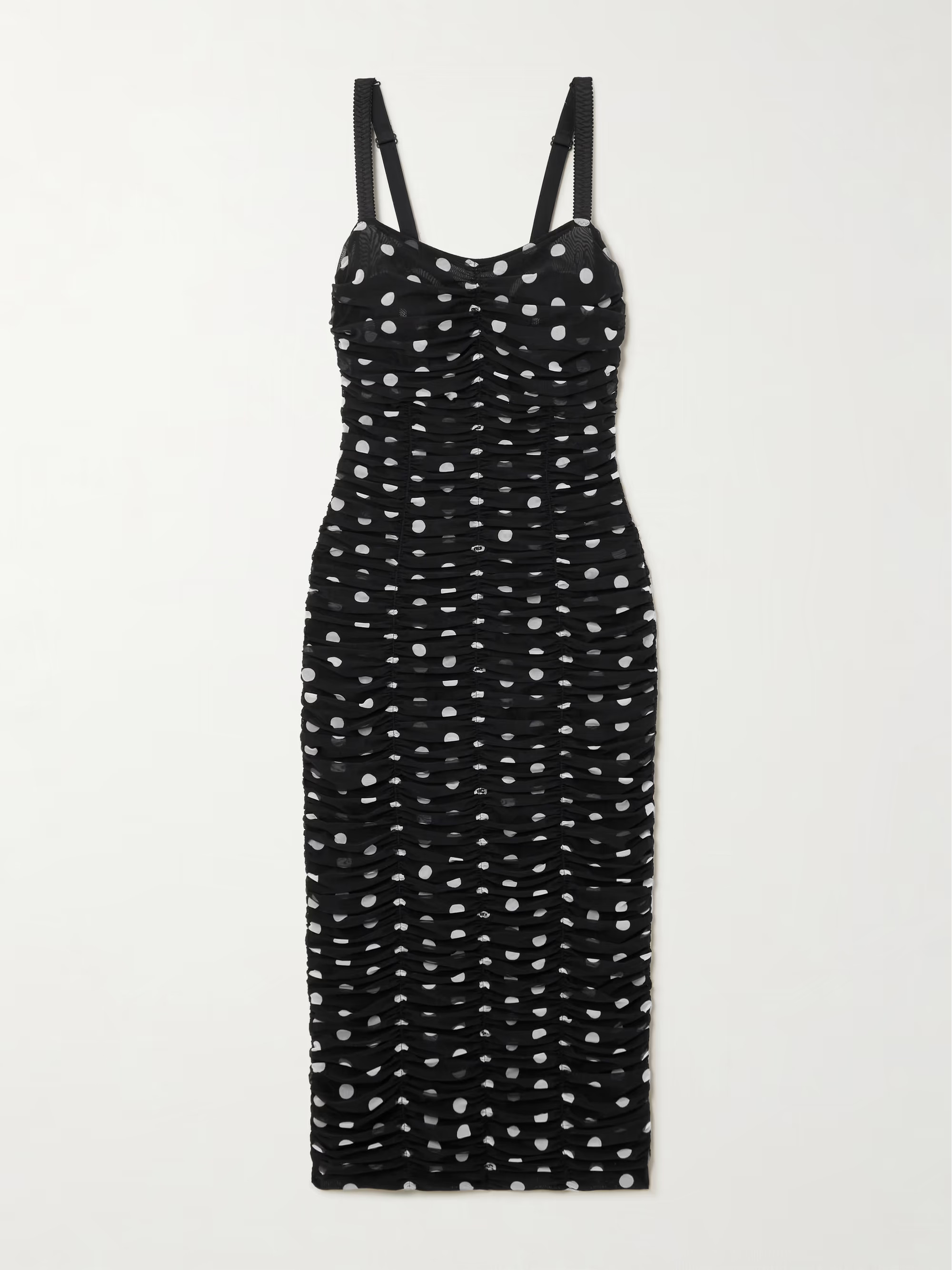 Ruched polka-dot tulle midi dress | NET-A-PORTER (UK & EU)