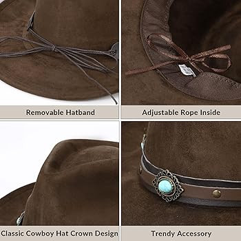 SANSTHS Cowboy Hats for Men Women Cowgirl Hat Wide Brim Felt Hats Western Leather Cowboy Hats for... | Amazon (US)