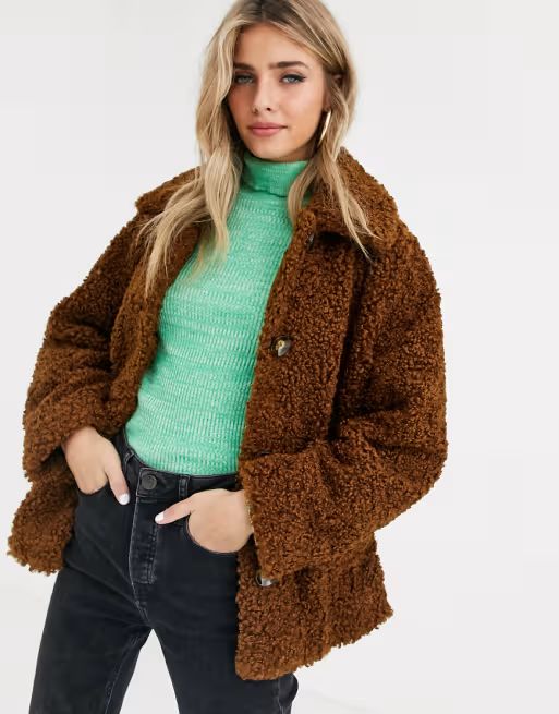 ASOS DESIGN teddy button through coat | ASOS US